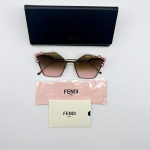 Fendi CAT EYE FF 0261/S gold/brown pink shaded (000/53) Sunglasses New box cloth